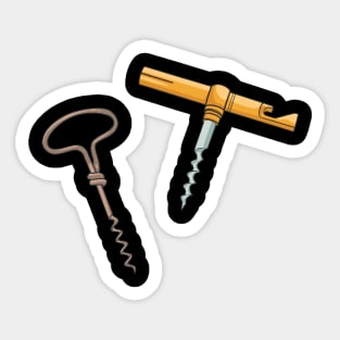 Corkscrew Wine Bottle Opener Sticker